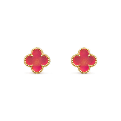 [AM Jewels]NEW CLOVER 15MM PINK ENAMEL STUD EARRINGS