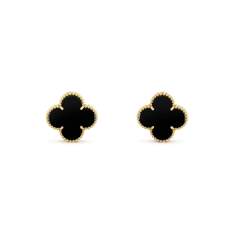 [Am jewelry]CLOVER MEDIUM 1 MOTIFS  ONYX STUD EARRINGS