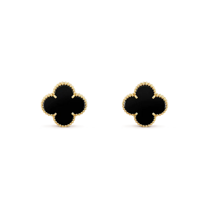 [Am jewelry]CLOVER MEDIUM 1 MOTIFS  ONYX STUD EARRINGS