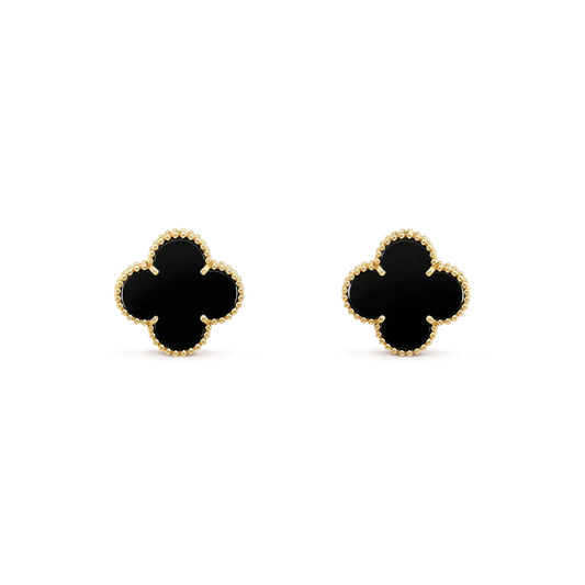 [Am jewelry]CLOVER MEDIUM 1 MOTIFS  ONYX STUD EARRINGS