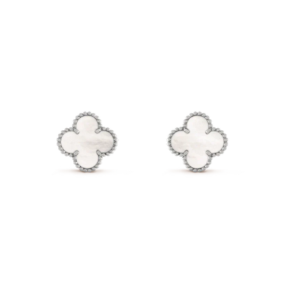 [Am jewelry]CLOVER MEDIUM 1 MOTIFS  WHITE MOP EARRINGS SILVER