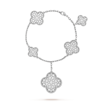 [Am jewelry]CLOVER 6 MOTIFS SILVER DIAMOND BRACELET