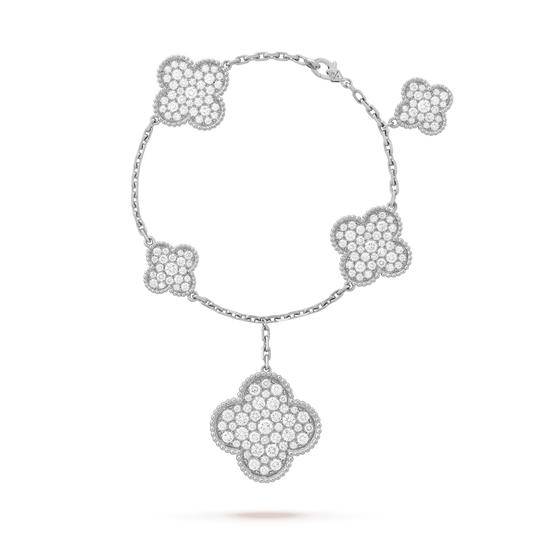 [Am jewelry]CLOVER 6 MOTIFS SILVER DIAMOND BRACELET