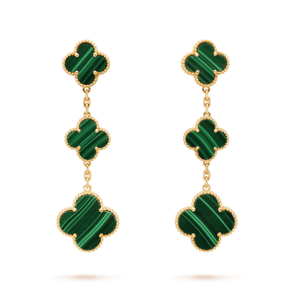 [Am jewelry]CLOVER MALACHITE 3 MOTIFS GOLD