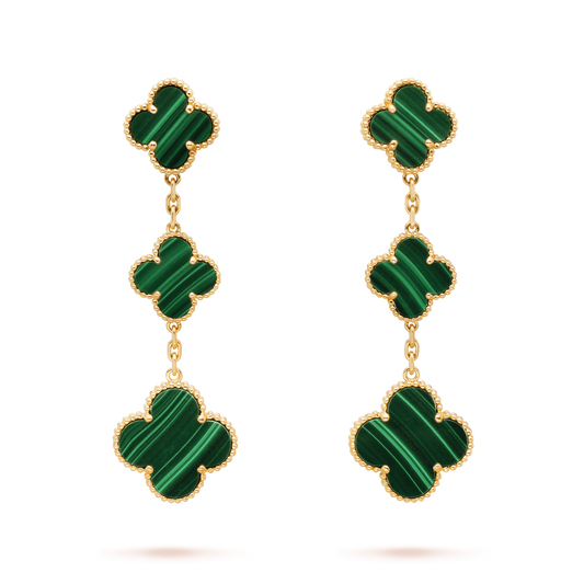 [Am jewelry]CLOVER MALACHITE 3 MOTIFS GOLD