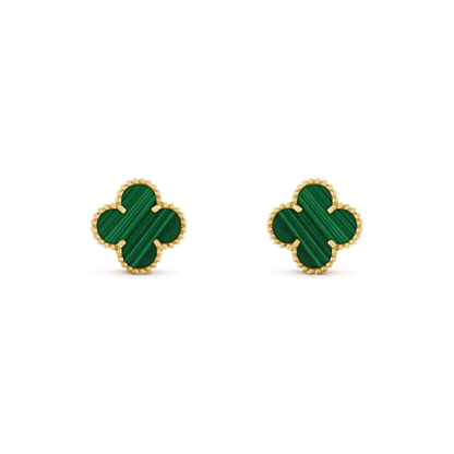 [Am jewelry]CLOVER MEDIUM 1 MOTIFS MALACHITE  EARRINGS