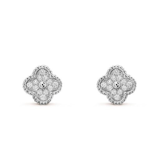 [Am jewelry]CLOVER MINI DIAMOND STUD EARRINGS