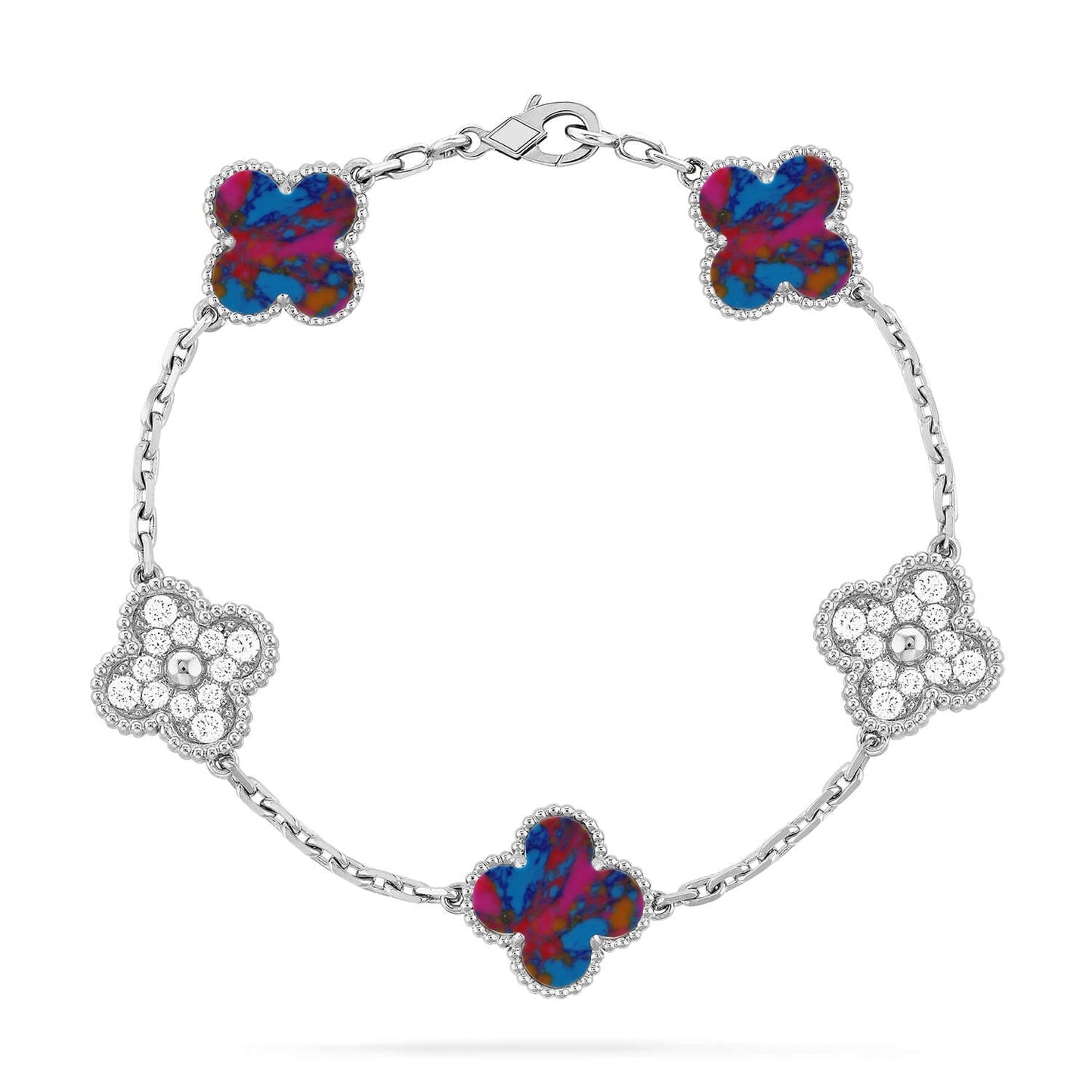 [Am jewelry]CLOVER 5 MOTIF COLOR GEMSTONES BRACELET COLLECTION