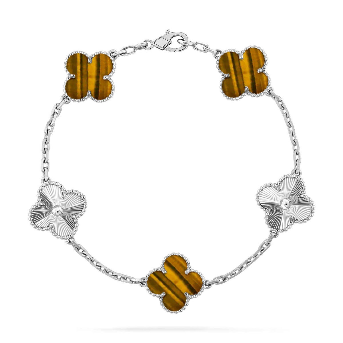 [Am jewelry] CLOVER 5 MOTIFS TIGER EYE BRACELET COLLECTION