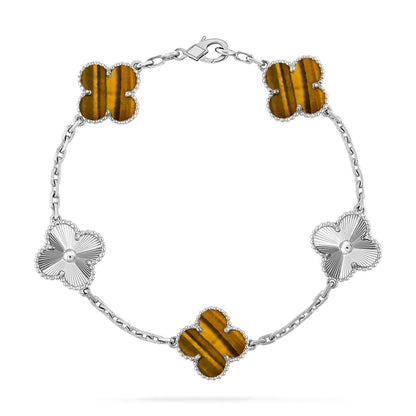 [Am jewelry] CLOVER 5 MOTIFS TIGER EYE BRACELET COLLECTION