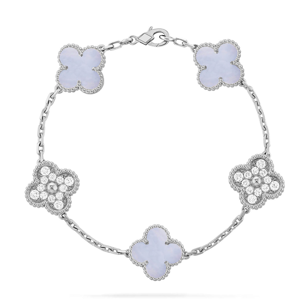 [Am jewelry] CLOVER 5 MOTIF PURPLE CHALCEDONY BRACELET COLLECTION