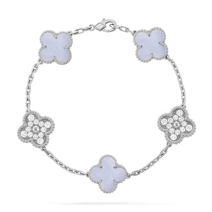[Am jewelry] CLOVER 5 MOTIF PURPLE CHALCEDONY BRACELET COLLECTION