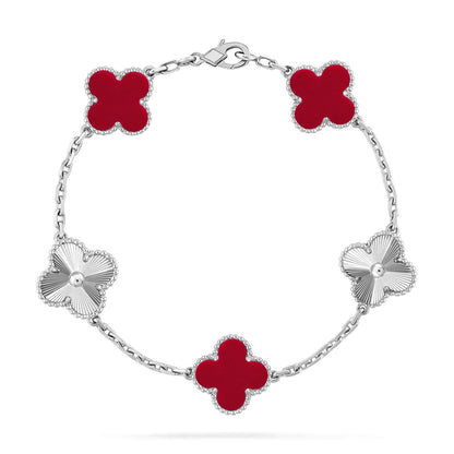 [Am jewelry] CLOVER 5 MOTIF RED CORNELIAN BRACELET COLLECTION