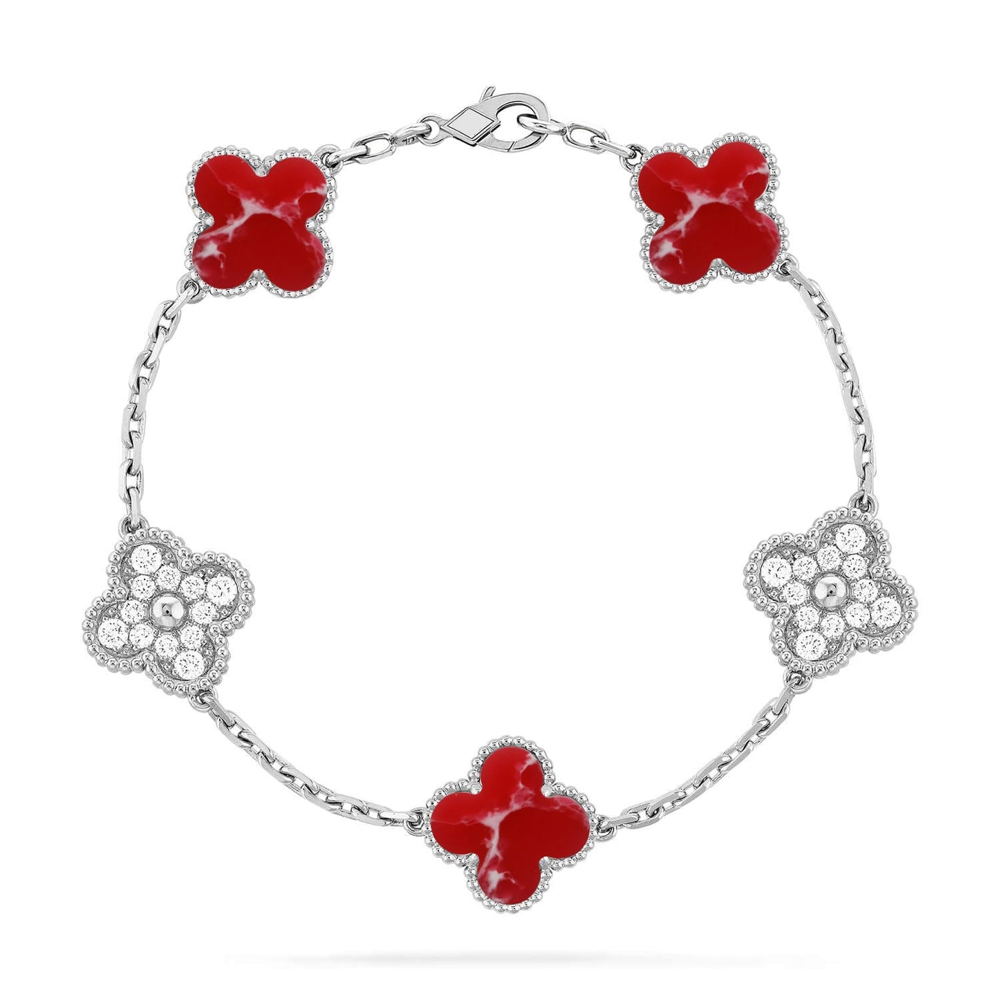 [Am jewelry]CLOVER 5 MOTIF RED PATTERN BRACELET COLLECTION