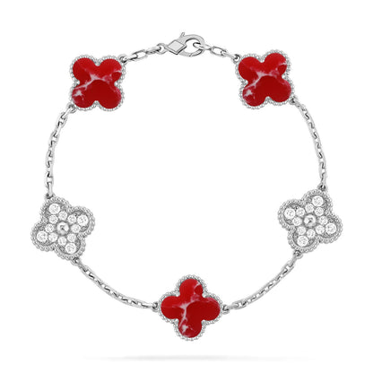 [Am jewelry]CLOVER 5 MOTIF RED PATTERN BRACELET COLLECTION