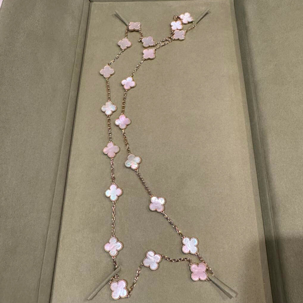 [Am jewelry]CLOVER 20 MOTIFS PINK MOP NECKLACE