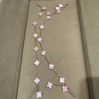 [Am jewelry]CLOVER 20 MOTIFS PINK MOP NECKLACE