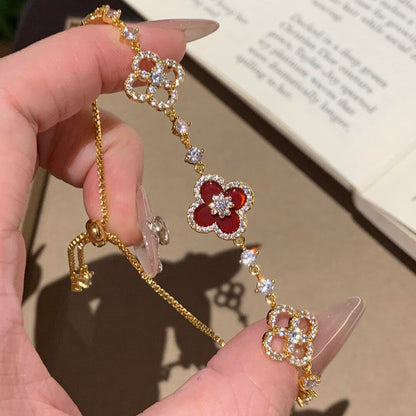[Am jewelry]CLOVER 5 MOTIF PINK BLUE RED WHITE BRACELET