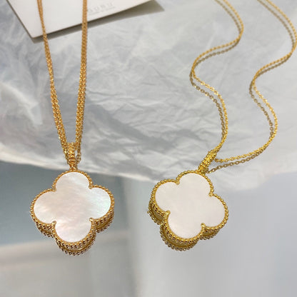 [Am jewelry]CLOVER 25MM MOP LARGE PENDANT NECKLACE