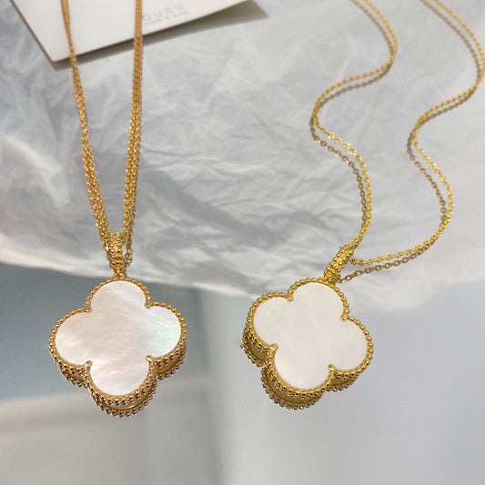 [Am jewelry]CLOVER 25MM MOP LARGE PENDANT NECKLACE