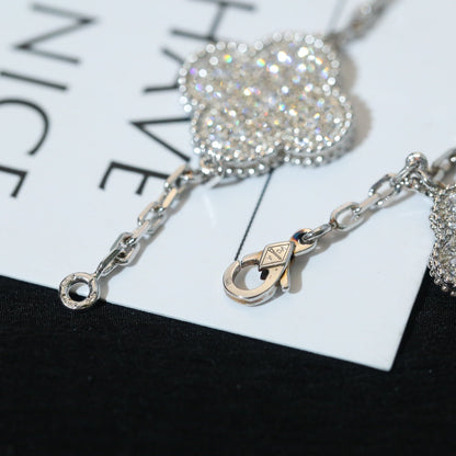 [Am jewelry]CLOVER BRACELET 5 MOTIF SILVER DIAMOND PAVED
