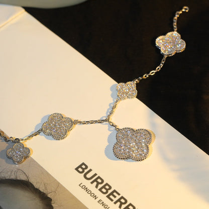 [Am jewelry]CLOVER BRACELET 5 MOTIF SILVER DIAMOND PAVED