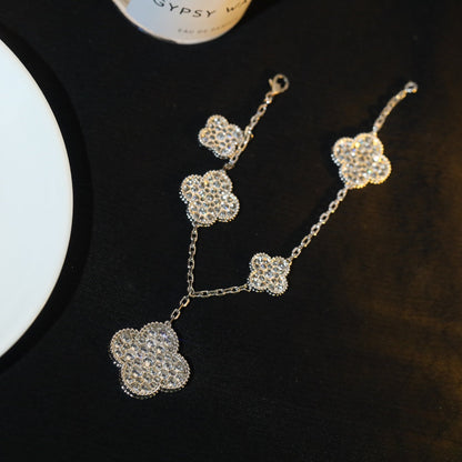 [Am jewelry]CLOVER BRACELET 5 MOTIF SILVER DIAMOND PAVED