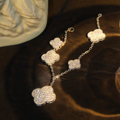 [Am jewelry]CLOVER BRACELET 5 MOTIF SILVER DIAMOND PAVED