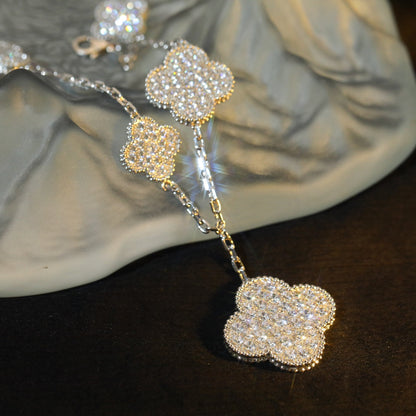 [Am jewelry]CLOVER BRACELET 5 MOTIF SILVER DIAMOND PAVED
