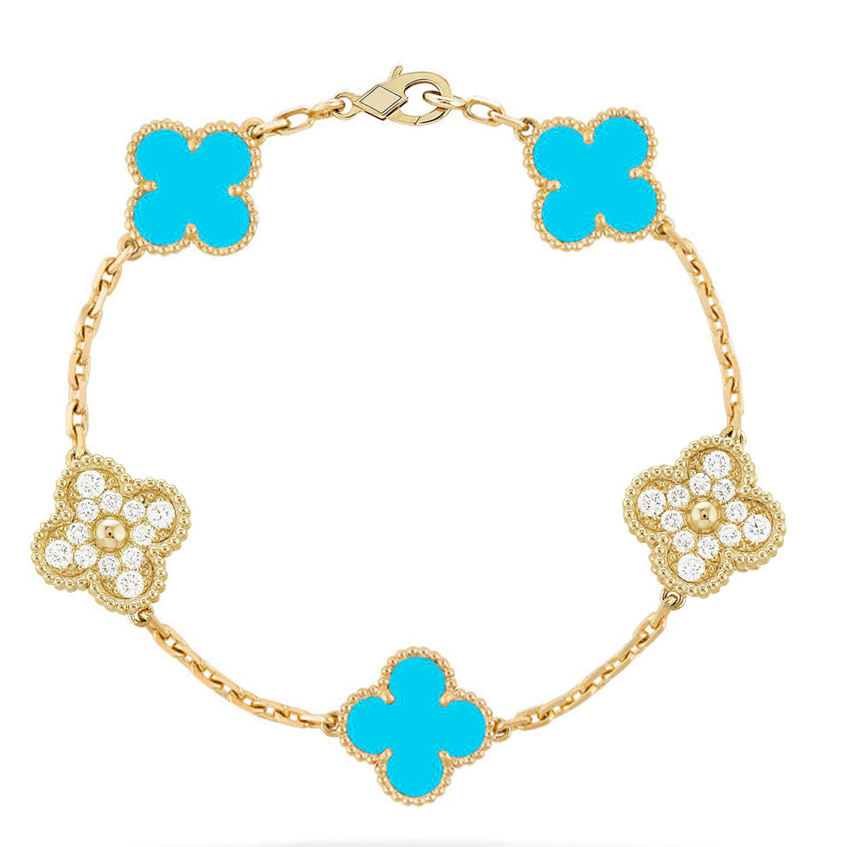 [Am jewelry] CLOVER 5 MOTIF TURQUOISE BRACELET COLLECTION