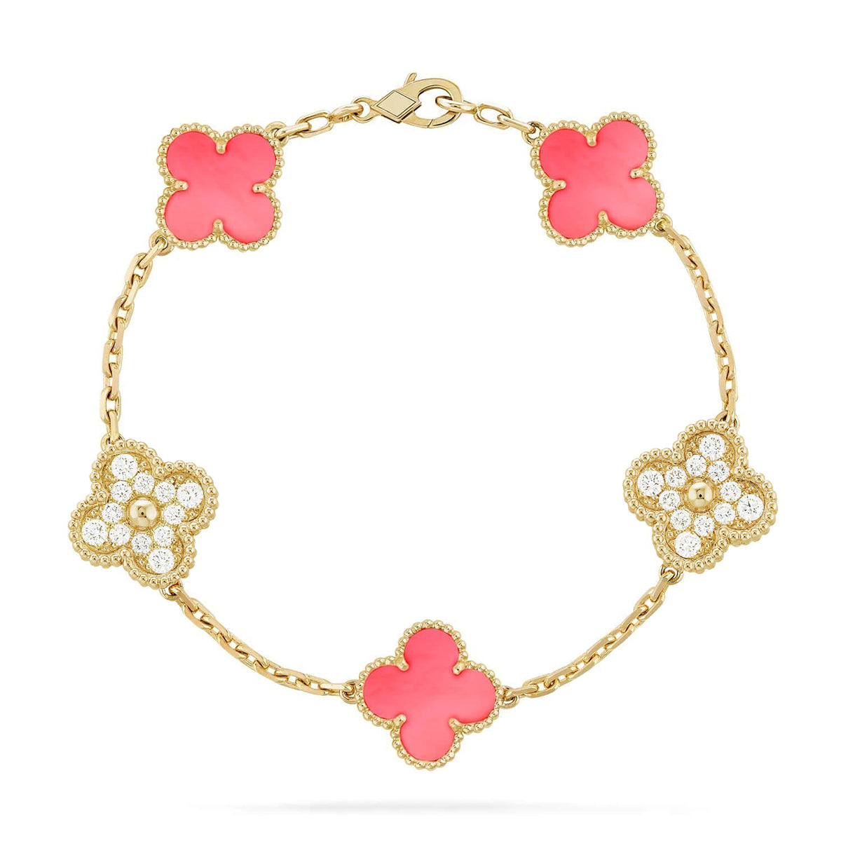 [Am jewelry] CLOVER 5 MOTIFS  PINK MOP BRACELET COLLECTION