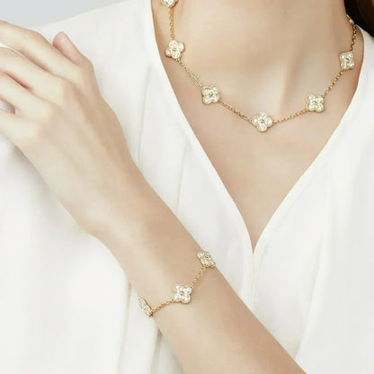 [Am jewelry] CLOVER 5 MOTIF FULL DIAMOND BRACELET COLLECTION