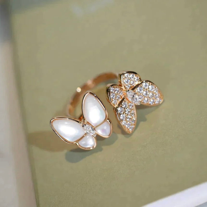 [Am jewelry]TWIN BUTTERFLY DIAMOND MOP RING