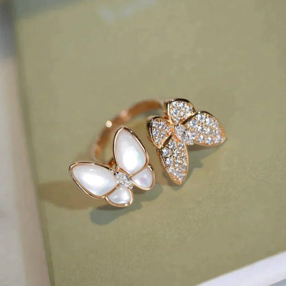 [Am jewelry]TWIN BUTTERFLY DIAMOND MOP RING