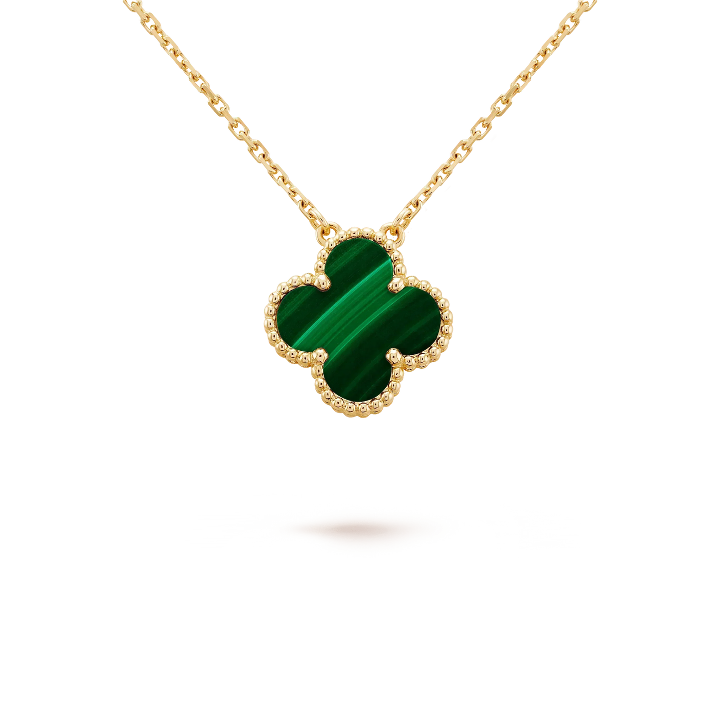 [Am jewelry]CLOVER 15MM MALACHITE SINGLE FLOWER  NECKLACE