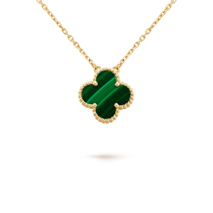 [Am jewelry]CLOVER 15MM MALACHITE SINGLE FLOWER  NECKLACE