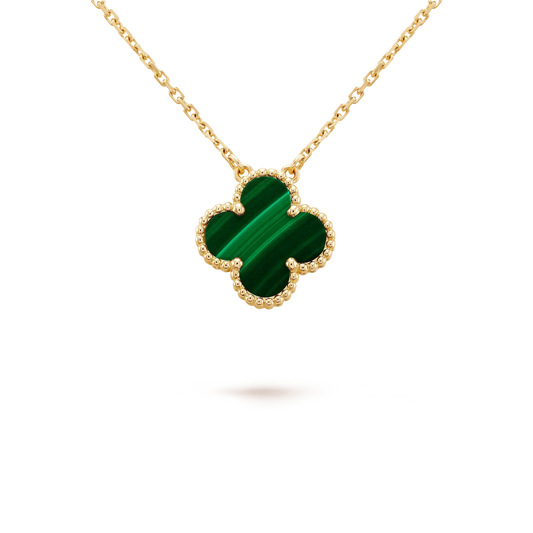 [Am jewelry]CLOVER 15MM MALACHITE SINGLE FLOWER  NECKLACE