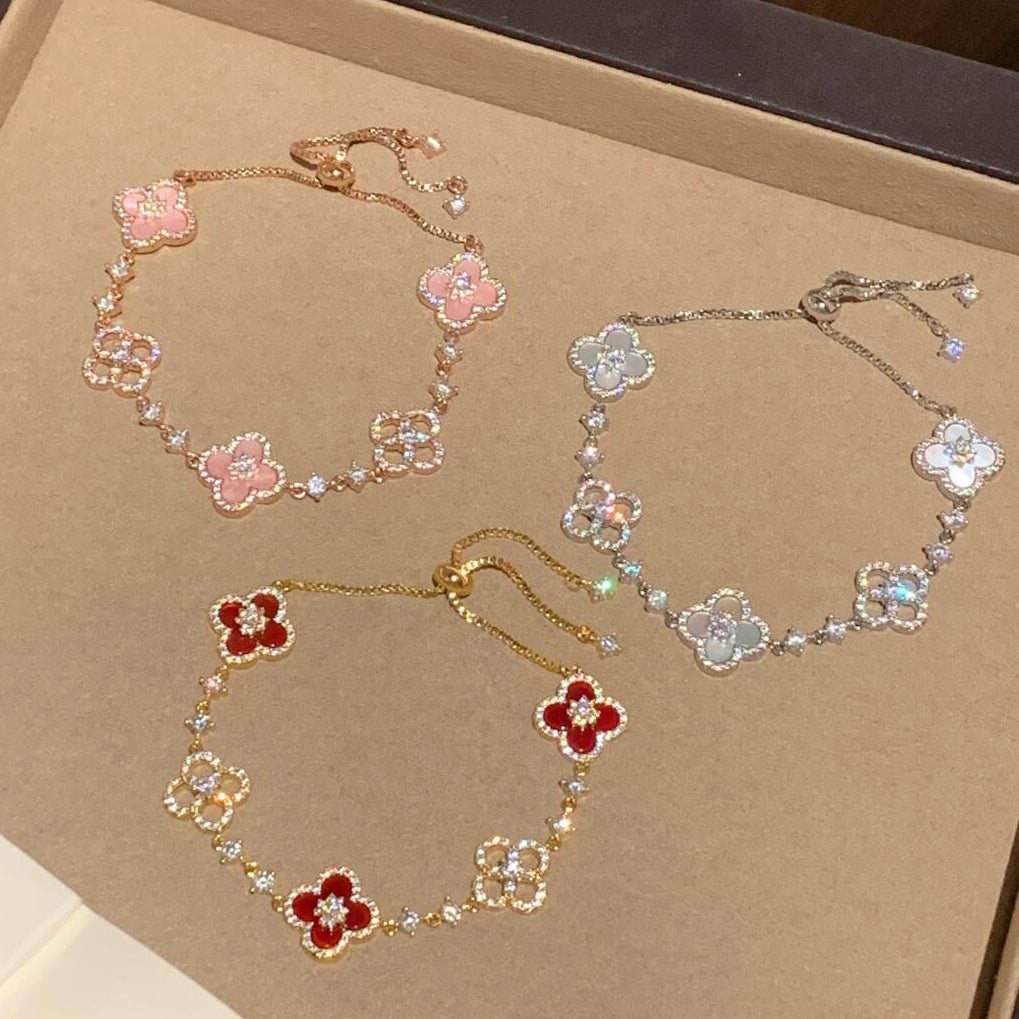 [Am jewelry]CLOVER 5 MOTIF PINK BLUE RED WHITE BRACELET
