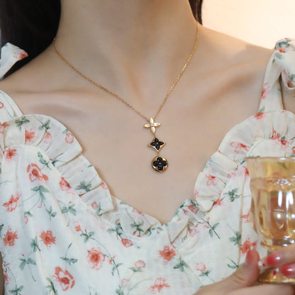 [Am jewelry]STAR AND SUN ONYX PINK GOLD NECKLACE