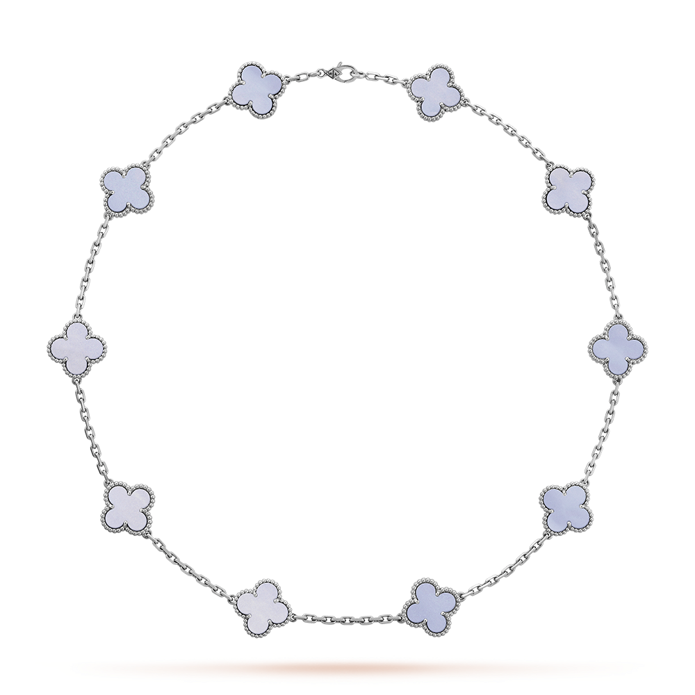 [Am jewelry]CLOVER 10 MOTIFS BLUE CHALCEDONY NECKLACE