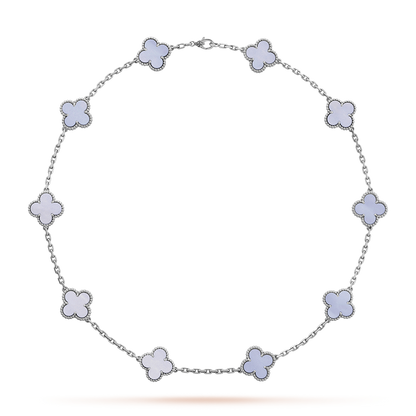 [Am jewelry]CLOVER 10 MOTIFS BLUE CHALCEDONY NECKLACE