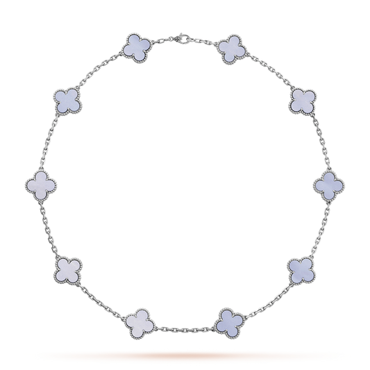 [Am jewelry]CLOVER 10 MOTIFS BLUE CHALCEDONY NECKLACE