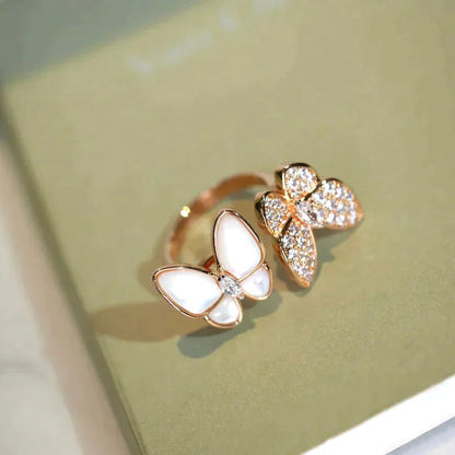 [Am jewelry]TWIN BUTTERFLY DIAMOND MOP RING