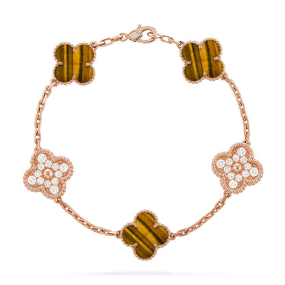 [Am jewelry] CLOVER 5 MOTIFS TIGER EYE BRACELET COLLECTION