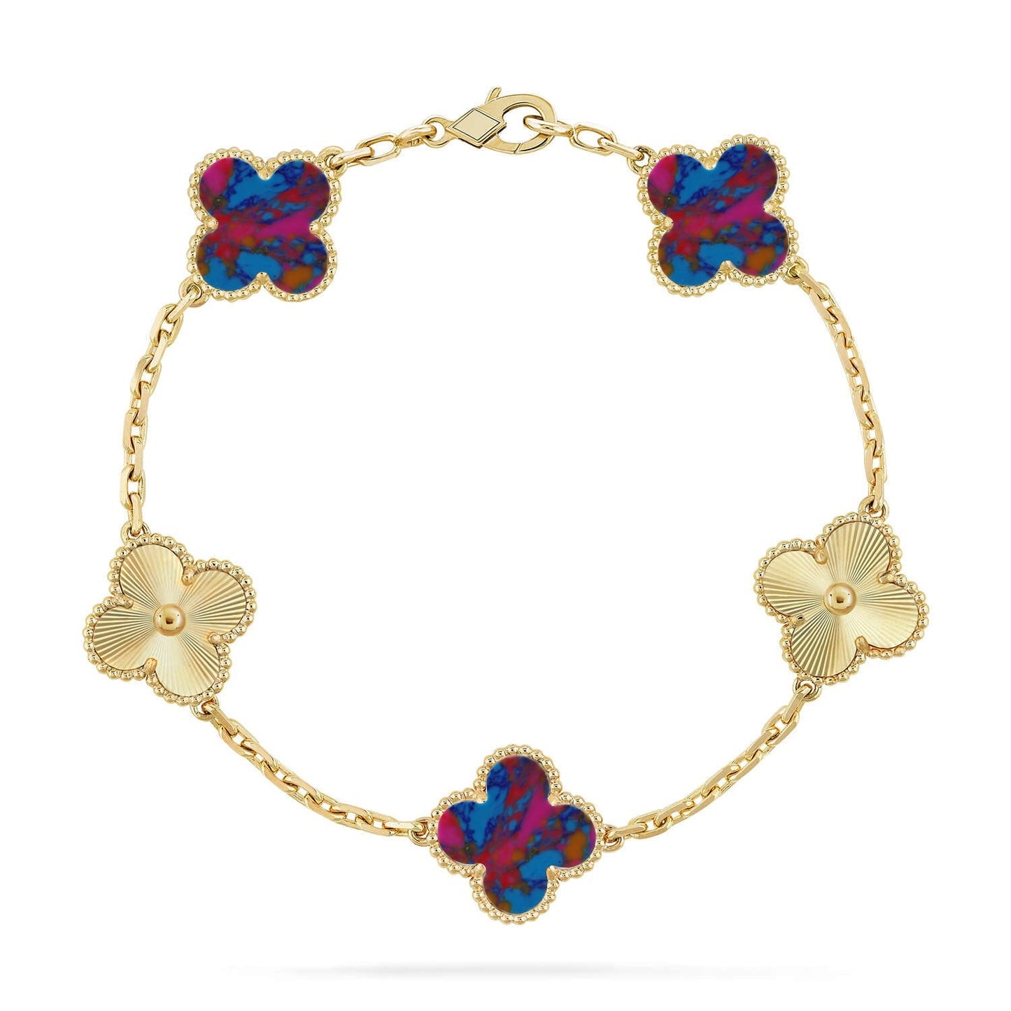 [Am jewelry]CLOVER 5 MOTIF COLOR GEMSTONES BRACELET COLLECTION
