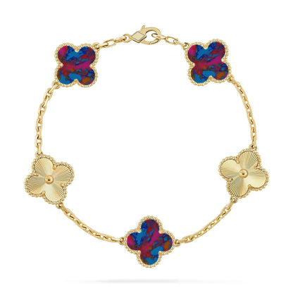 [Am jewelry]CLOVER 5 MOTIF COLOR GEMSTONES BRACELET COLLECTION