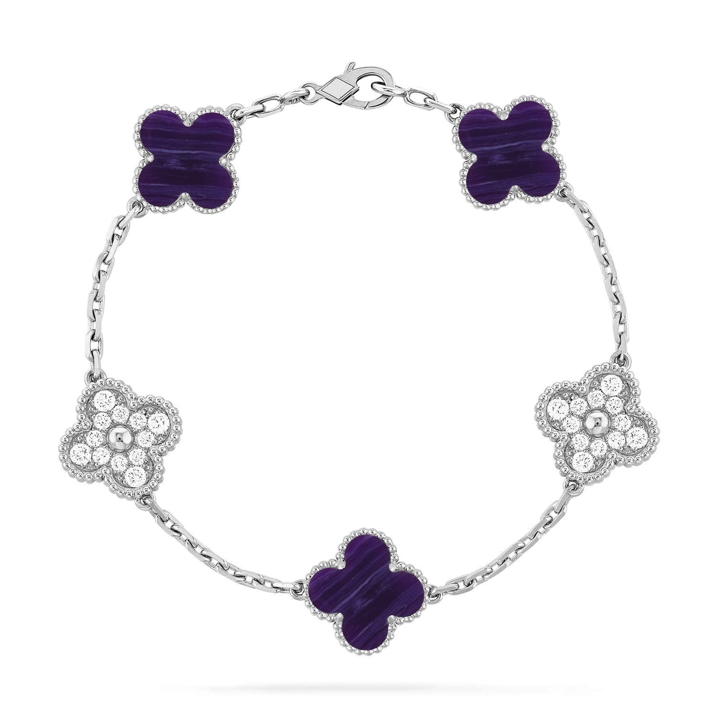 [Am jewelry]CLOVER 5 MOTIF PURPLE STRIPES BRACELET COLLECTION