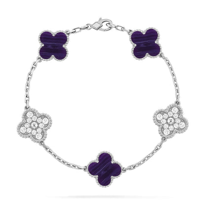 [Am jewelry]CLOVER 5 MOTIF PURPLE STRIPES BRACELET COLLECTION