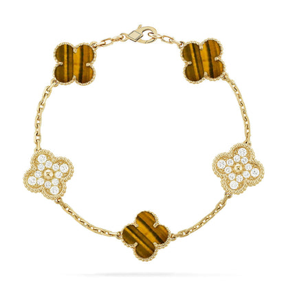 [Am jewelry] CLOVER 5 MOTIFS TIGER EYE BRACELET COLLECTION