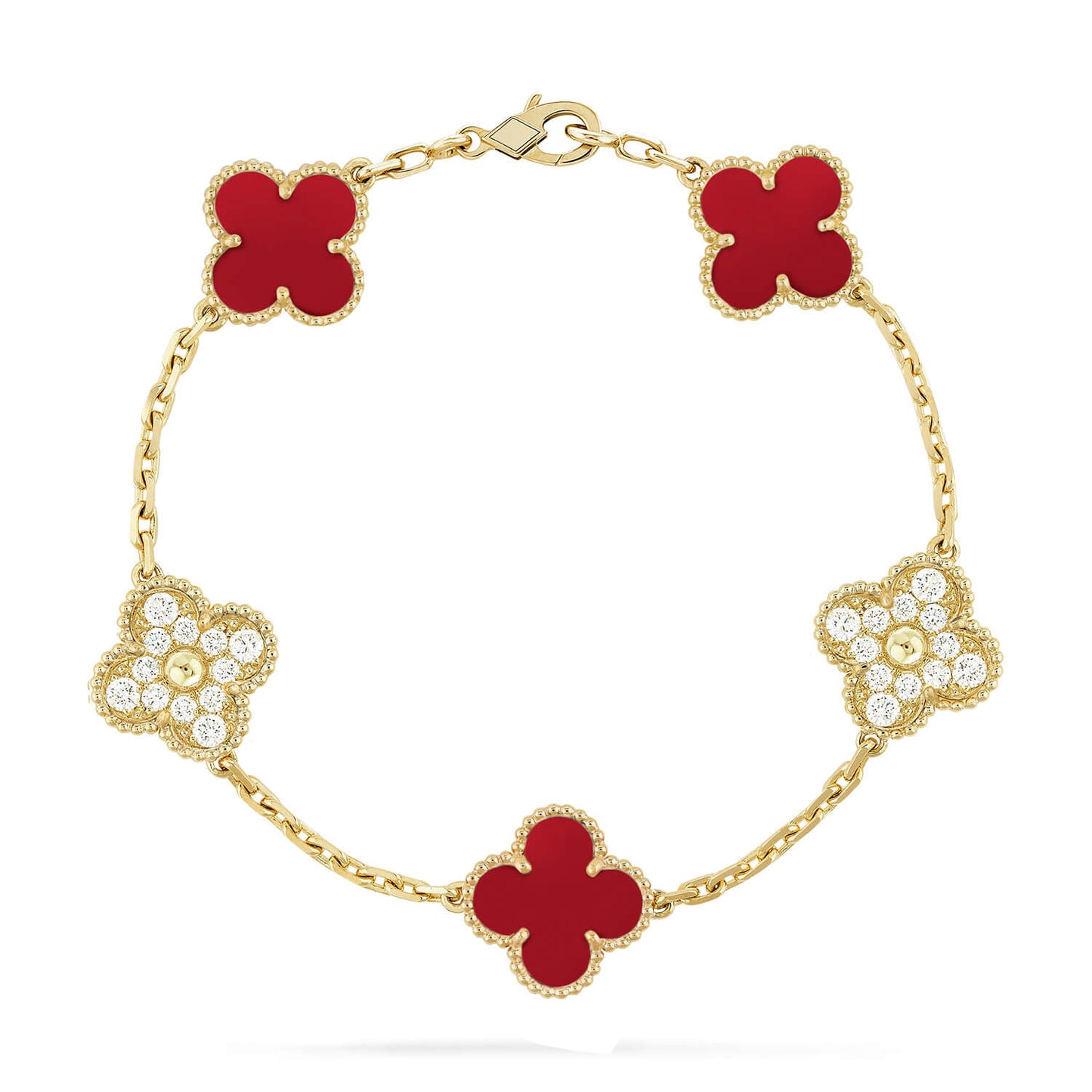 [Am jewelry] CLOVER 5 MOTIF RED CORNELIAN BRACELET COLLECTION